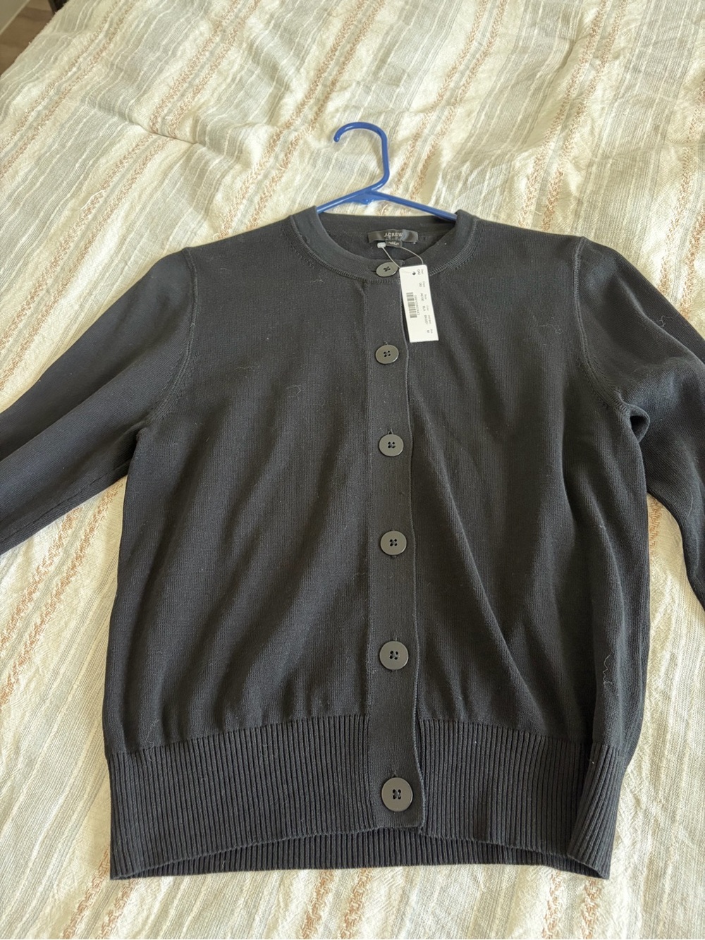 J. Crew Black Button-Front Crewneck Cardigan
